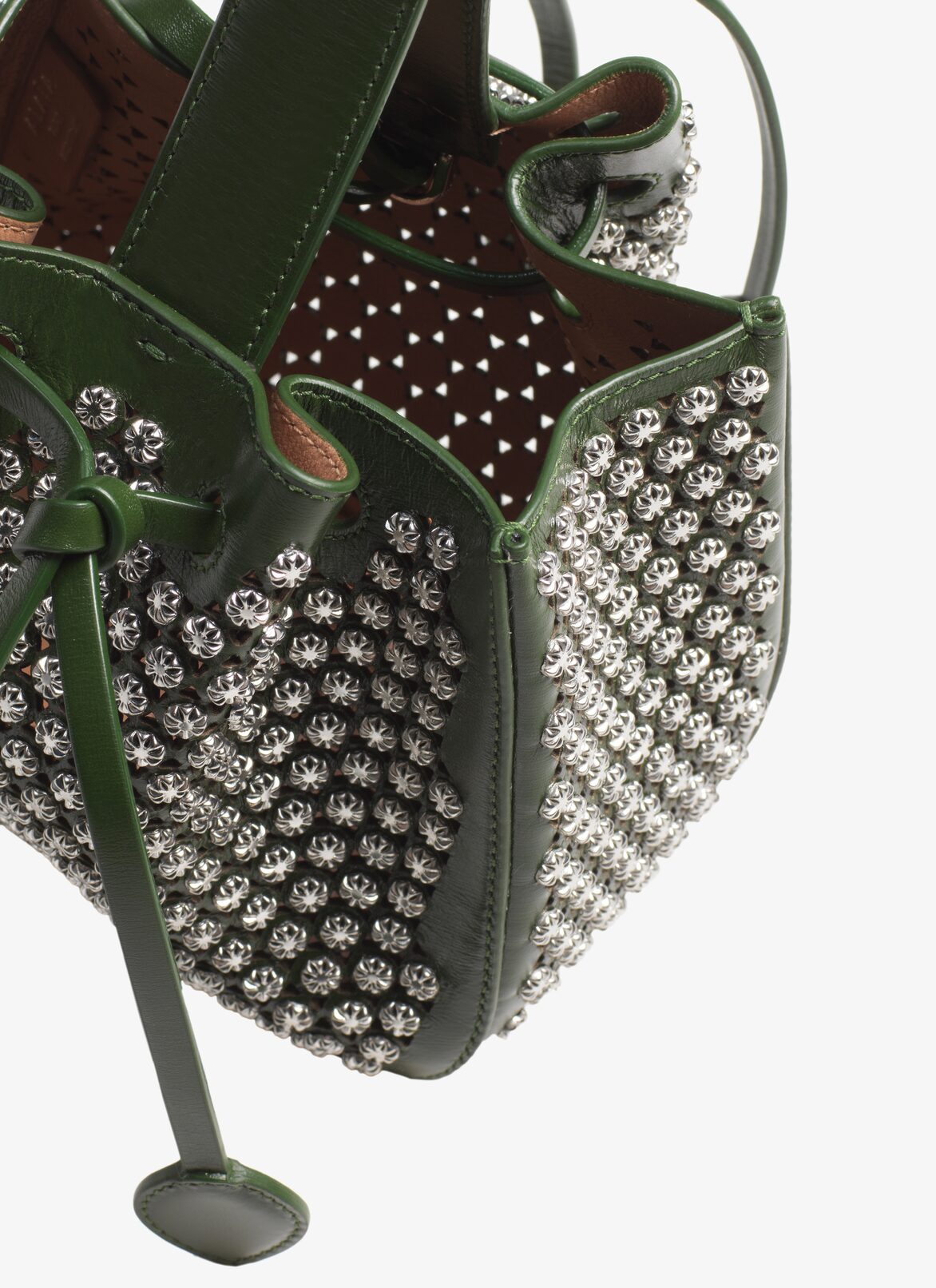 ROSE MARIE MINI CUIR LUX CLOU ETOILE MELESE ALAÏA GREEN  ROSE MARIE MINI CUIR LUX CLOU ETOILE MELESE